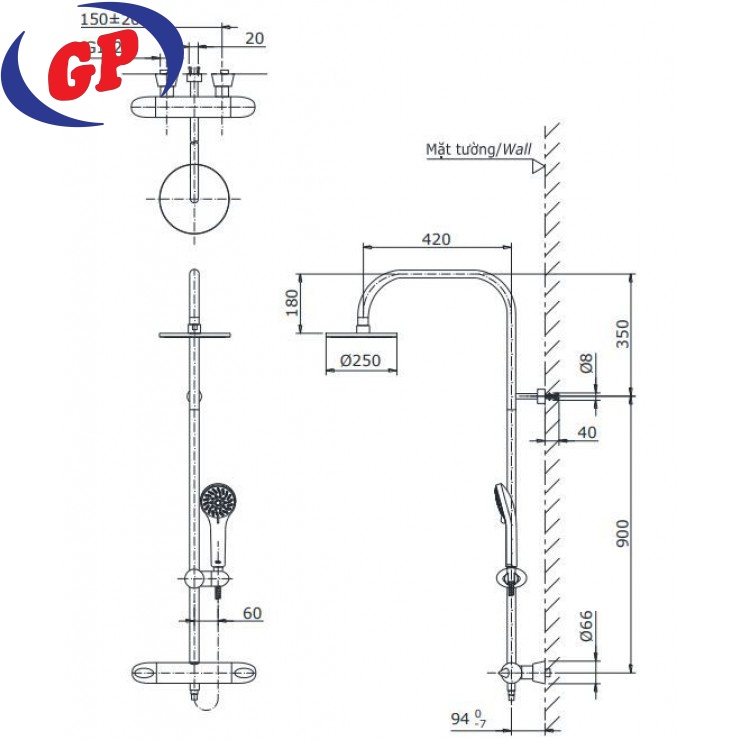 Vòi Sen Cây TOTO TX454SFV2BRN Nhiệt Độ