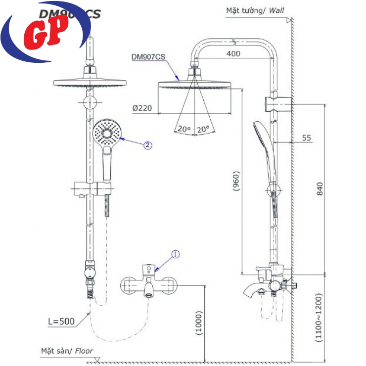 Sen Cây TOTO TBS01302V/DGH104ZR/DM907CS Nóng Lạnh